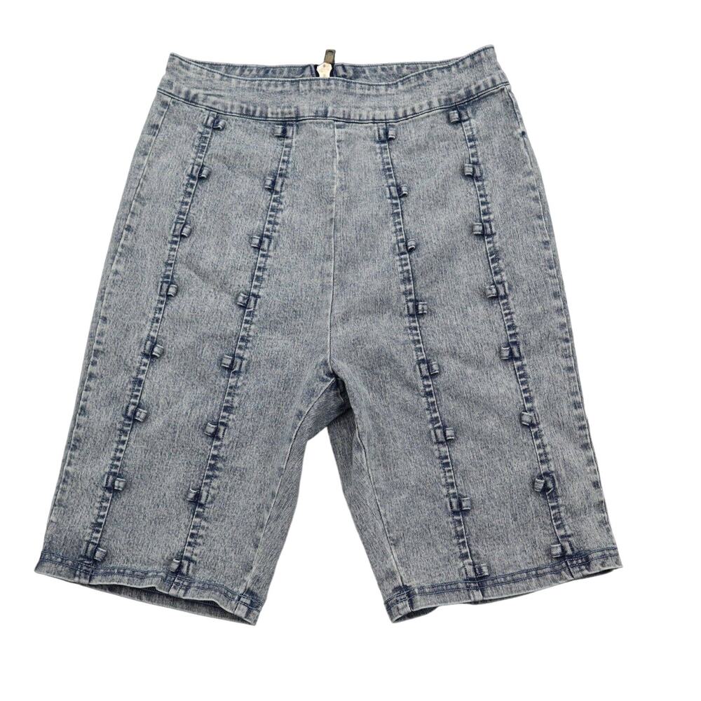 Capsulle Shorts Womens S Blue Bermuda Flat Front Pull On High Waist Bottoms
